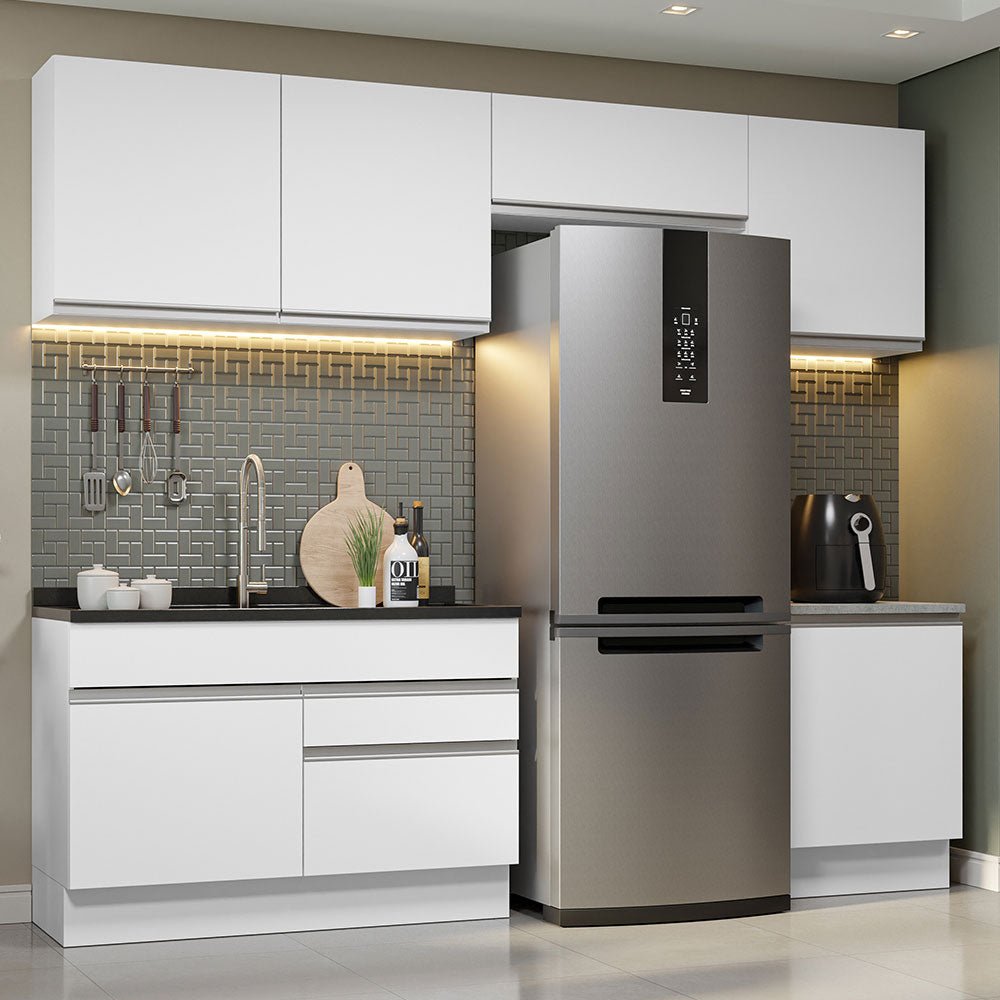 Cocina Integral Glamy Blanco 260x225cm sin Mesón y sin Estufa - COCINAS | Bylmo