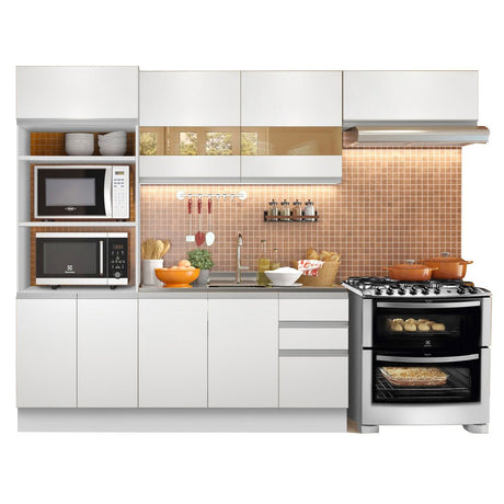 Cocina Integral Marselha Blanco 270x225cm sin Mesón y sin Estufa - COCINAS | Bylmo