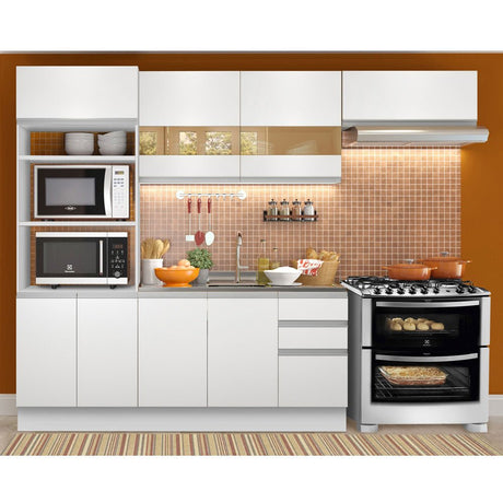 Cocina Integral Marselha Blanco 270x225cm sin Mesón y sin Estufa - COCINAS | Bylmo