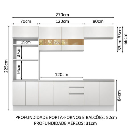Cocina Integral Atenas Blanco 270x225cm sin Mesón y sin Estufa - COCINAS | Bylmo