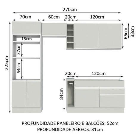 Cocina Integral Jade Blanco 270x225cm sin Mesón con Dos Cajones y sin Estufa - COCINAS | Bylmo