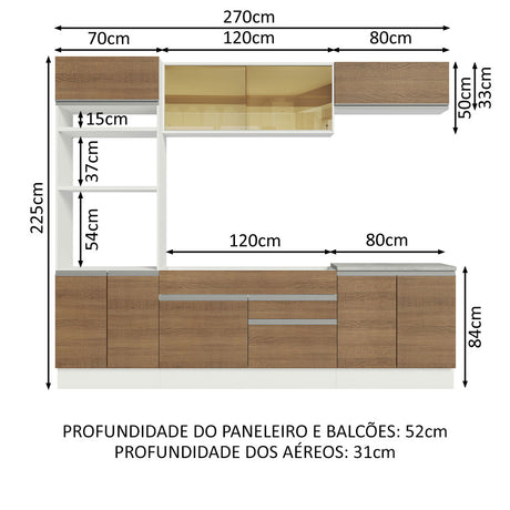 Cocina Integral Glamy Marron 270x225cm sin Mesón con Dos Cajones y sin Estufa - COCINAS | Bylmo