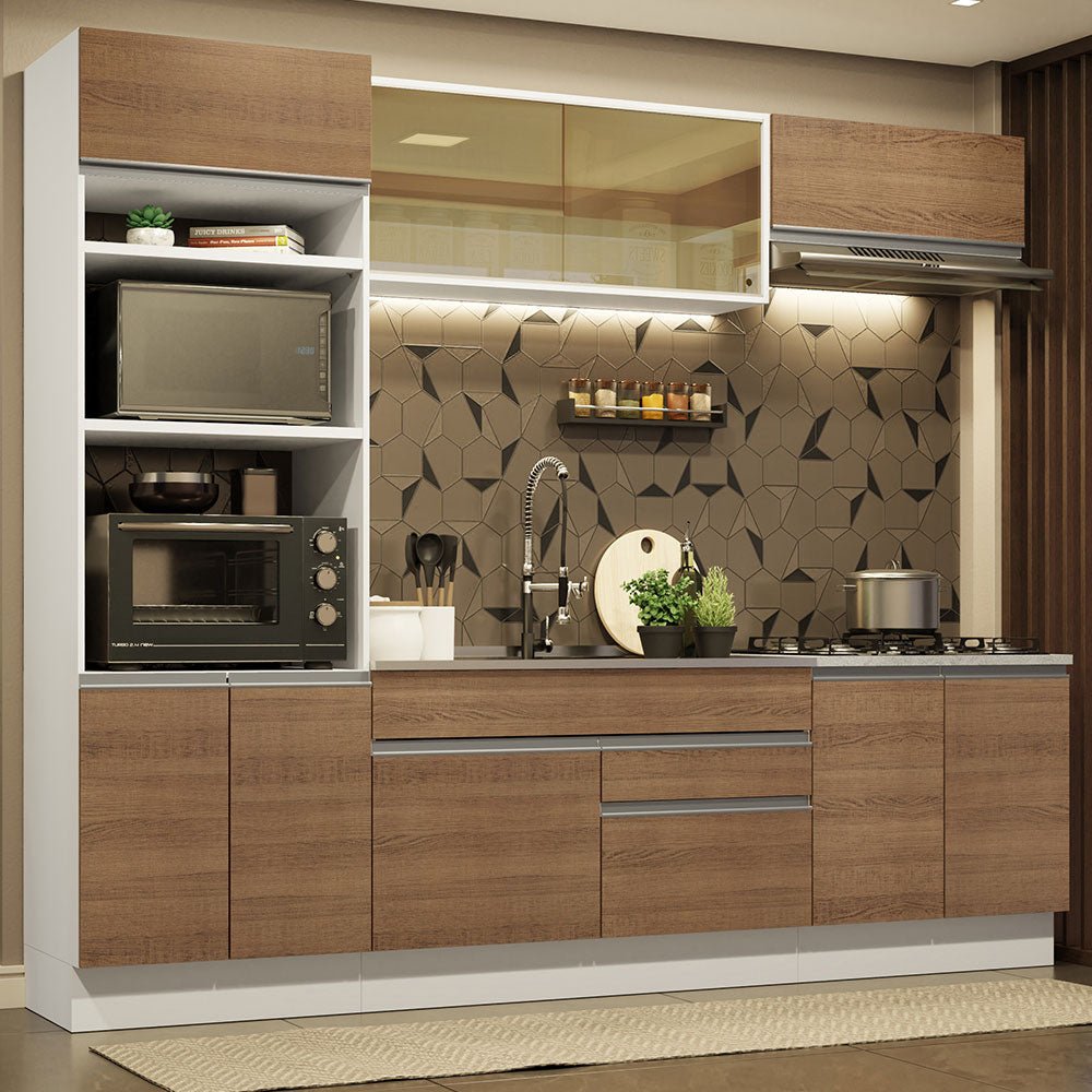 Cocina Integral Glamy Marron 270x225cm sin Mesón con Dos Cajones y sin Estufa - COCINAS | Bylmo