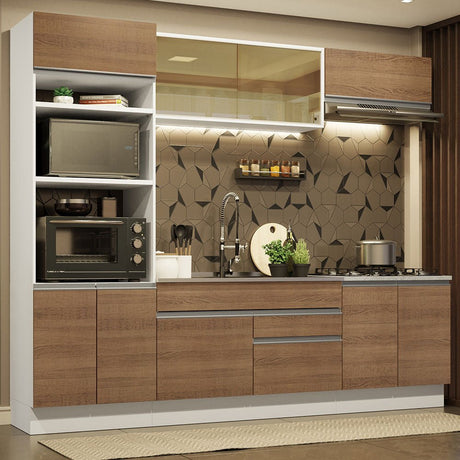 Cocina Integral Glamy Marron 270x225cm sin Mesón con Dos Cajones y sin Estufa - COCINAS | Bylmo