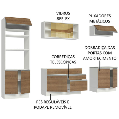 Cocina Integral Glamy Marron 270x225cm sin Mesón con Dos Cajones y sin Estufa - COCINAS | Bylmo
