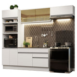 Cocina Integral Glamy Blanco 270x225cm sin Mesón con Siete Puertas y sin Estufa - COCINAS | Bylmo