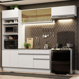 Cocina Integral Glamy Blanco 270x225cm sin Mesón con Siete Puertas y sin Estufa - COCINAS | Bylmo
