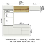Cocina Integral Glamy Blanco 270x225cm sin Mesón con Siete Puertas y sin Estufa - COCINAS | Bylmo