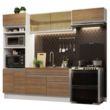 Cocina Integral Glamy Marron 270x225cm sin Mesón con Siete Puertas y sin Estufa - COCINAS | Bylmo