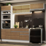 Cocina Integral Glamy Marron 270x225cm sin Mesón con Siete Puertas y sin Estufa - COCINAS | Bylmo