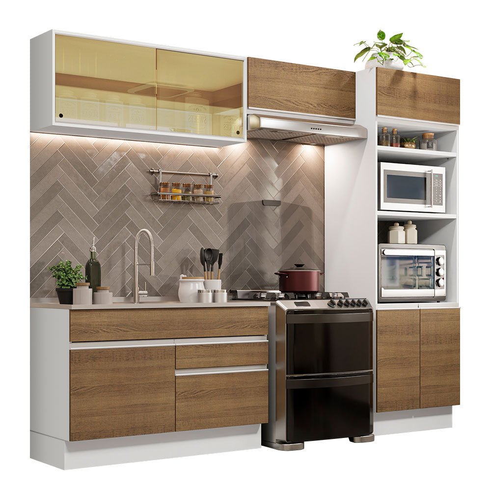 Cocina Integral Glamy Marron 270x225cm sin Mesón con Doce Entrepaños y sin Estufa - COCINAS | Bylmo