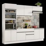 Cocina Integral Glamy Blanco 270x225cm sin Mesón con Nueve Puertas y sin Estufa - COCINAS | Bylmo