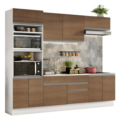 Cocina Integral Glamy Marron 270x225cm sin Mesón con Nueve Puertas y sin Estufa - COCINAS | Bylmo