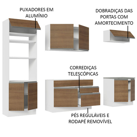Cocina Integral Glamy Marron 270x225cm sin Mesón con Nueve Puertas y sin Estufa - COCINAS | Bylmo