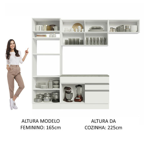 Cocina Integral Glamy Blanco 270x225cm sin Mesón con Dos Cajones Siete Puertas y sin Estufa - COCINAS | Bylmo