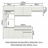 Cocina Integral Glamy Blanco 270x225cm sin Mesón con Dos Cajones Siete Puertas y sin Estufa - COCINAS | Bylmo