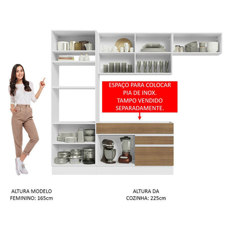 Cocina Integral Glamy Marron 270x225cm sin Mesón y sin Estufa - COCINAS | Bylmo