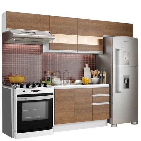 Cocina Integral Marina Marron 280x225cm sin Mesón y sin Estufa - COCINAS | Bylmo