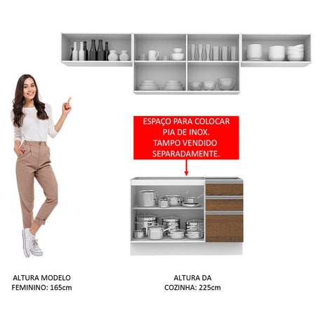 Cocina Integral Marina Blanco 280x225cm sin Mesón y sin Estufa - COCINAS | Bylmo