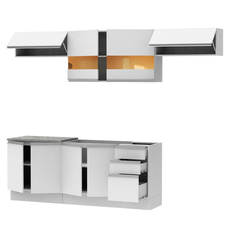 Cocina Integral Mariana Blanco 280x225cm sin Mesón con Tres Cajones y sin Estufa - COCINAS | Bylmo