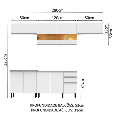 Cocina Integral Mariana Blanco 280x225cm sin Mesón y sin Estufa - COCINAS | Bylmo