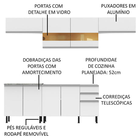 Cocina Integral Mariana Blanco 280x225cm sin Mesón y sin Estufa - COCINAS | Bylmo