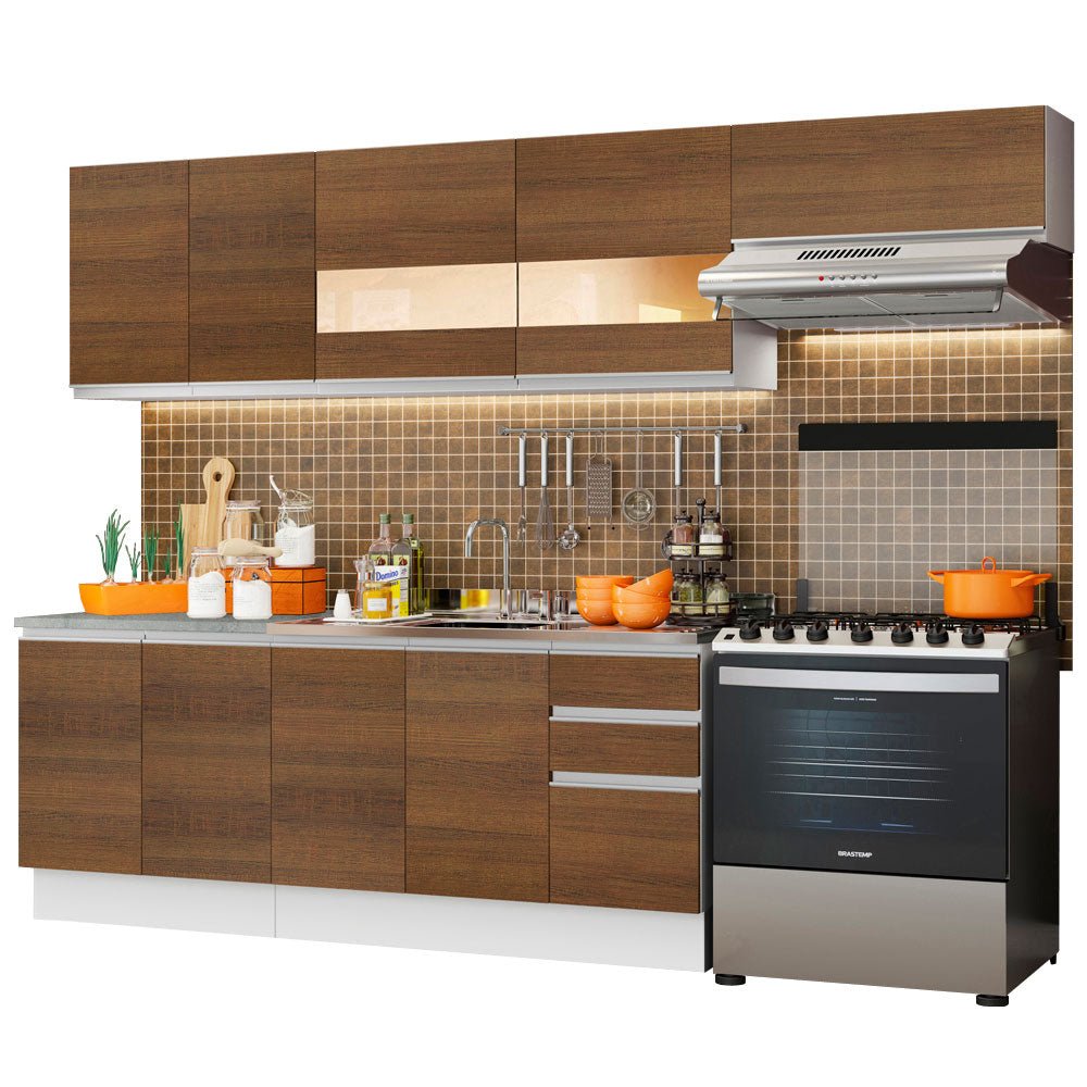 Cocina Integral Marcela Marron 280x225cm sin Mesón y sin Estufa - COCINAS | Bylmo