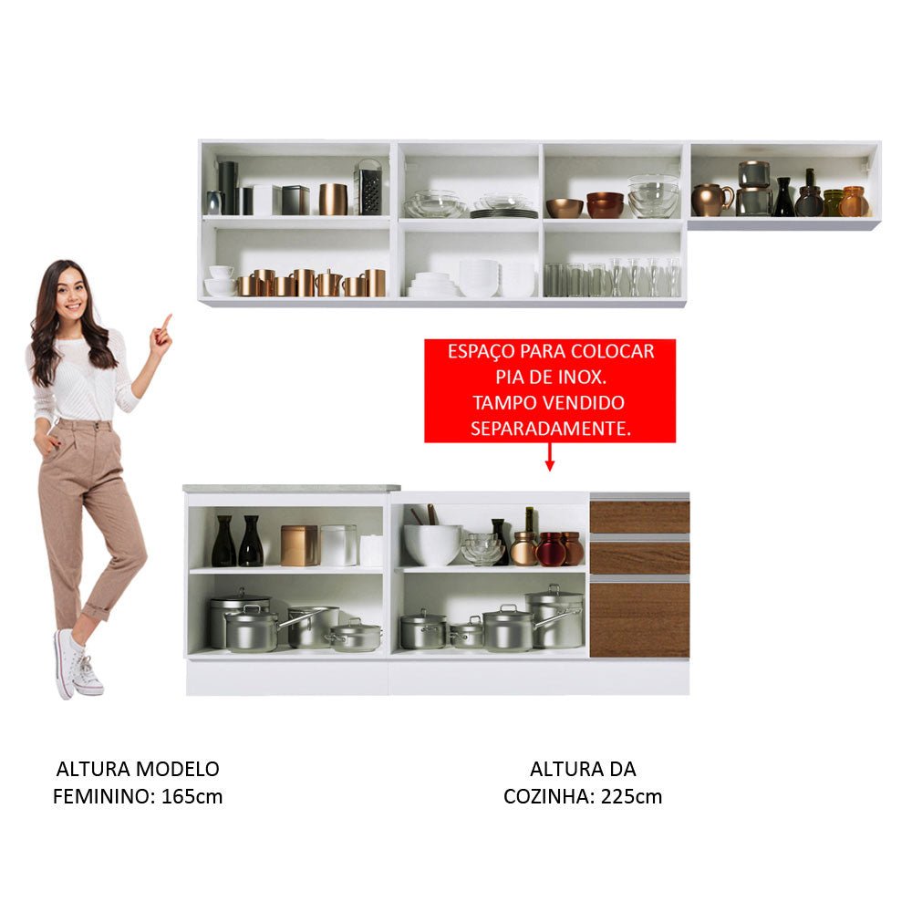 Cocina Integral Marcela Blanco 280x225cm sin Mesón y sin Estufa - COCINAS | Bylmo