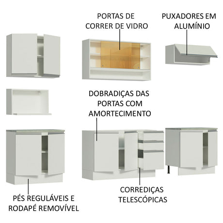 Cocina Integral Genova Blanco 280x225cm sin Mesón con Tres Cajones y sin Estufa - COCINAS | Bylmo