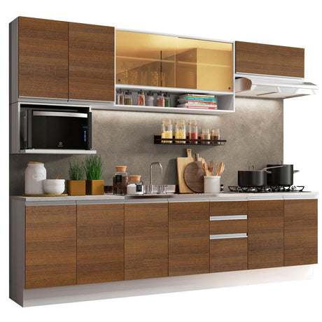 Cocina Integral Genova Marron 280x225cm sin Mesón y sin Estufa - COCINAS | Bylmo