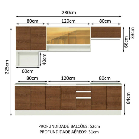 Cocina Integral Genova Marron 280x225cm sin Mesón y sin Estufa - COCINAS | Bylmo