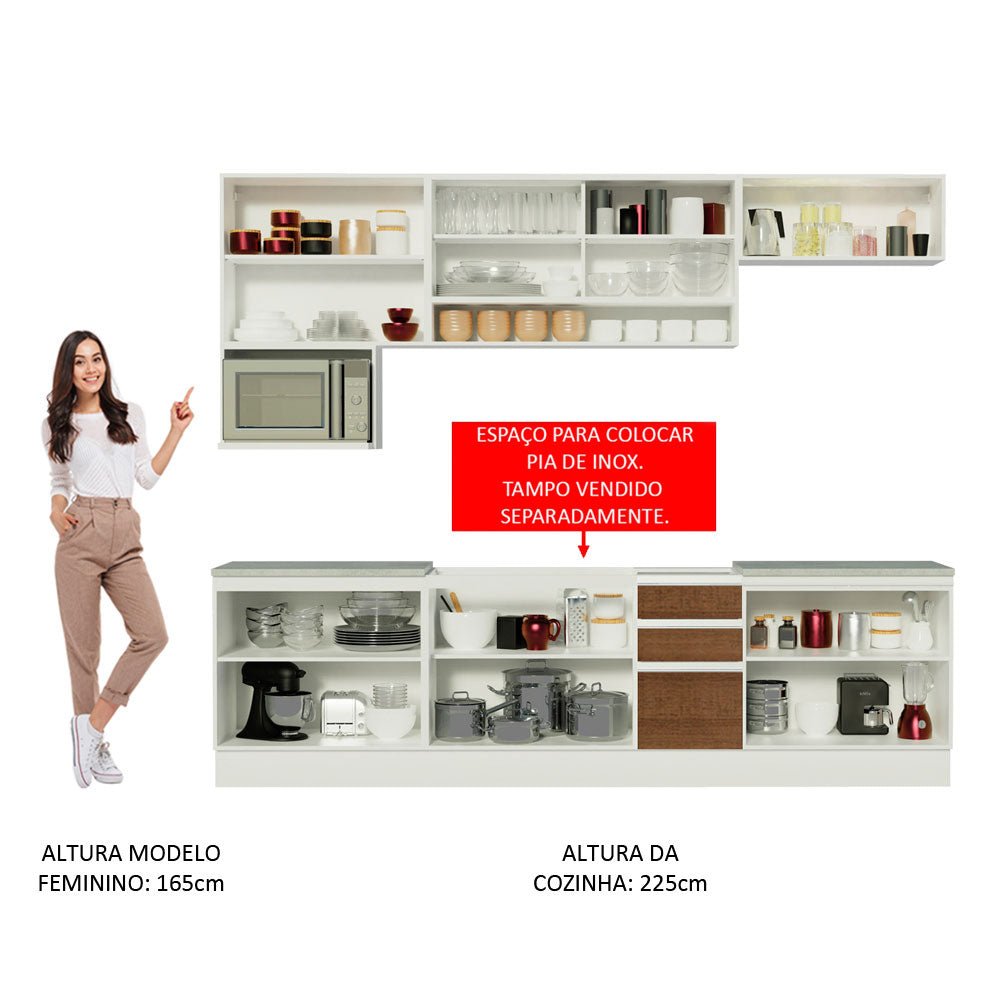 Cocina Integral Genova Marron 280x225cm sin Mesón y sin Estufa - COCINAS | Bylmo