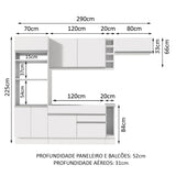 Cocina Integral Safira Blanco 290x225cm sin Mesón con Dos Cajones y sin Estufa - COCINAS | Bylmo