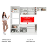 Cocina Integral Safira Blanco 290x225cm sin Mesón con Dos Cajones y sin Estufa - COCINAS | Bylmo