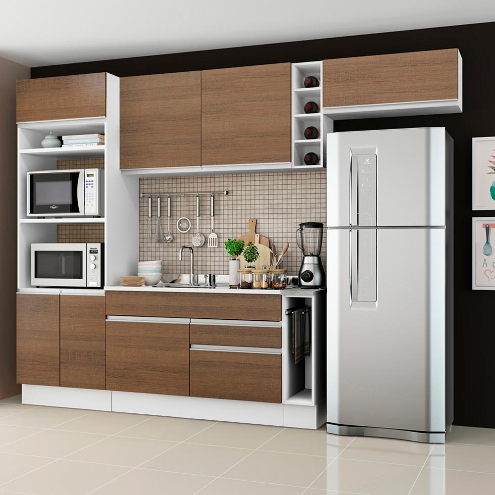Cocina Integral Safira Marron 290x225cm sin Mesón y sin Estufa - COCINAS | Bylmo