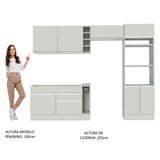 Cocina Integral Cristal Blanco 290x225cm sin Mesón con Dos Cajones y sin Estufa - COCINAS | Bylmo