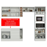 Cocina Integral Cristal Blanco 290x225cm sin Mesón con Dos Cajones y sin Estufa - COCINAS | Bylmo