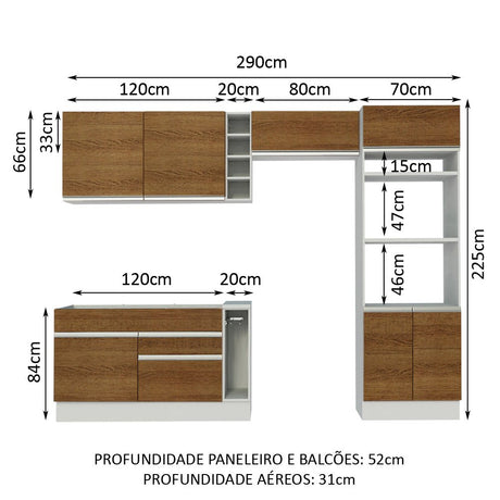 Cocina Integral Cristal Marron 290x225cm sin Mesón y sin Estufa - COCINAS | Bylmo
