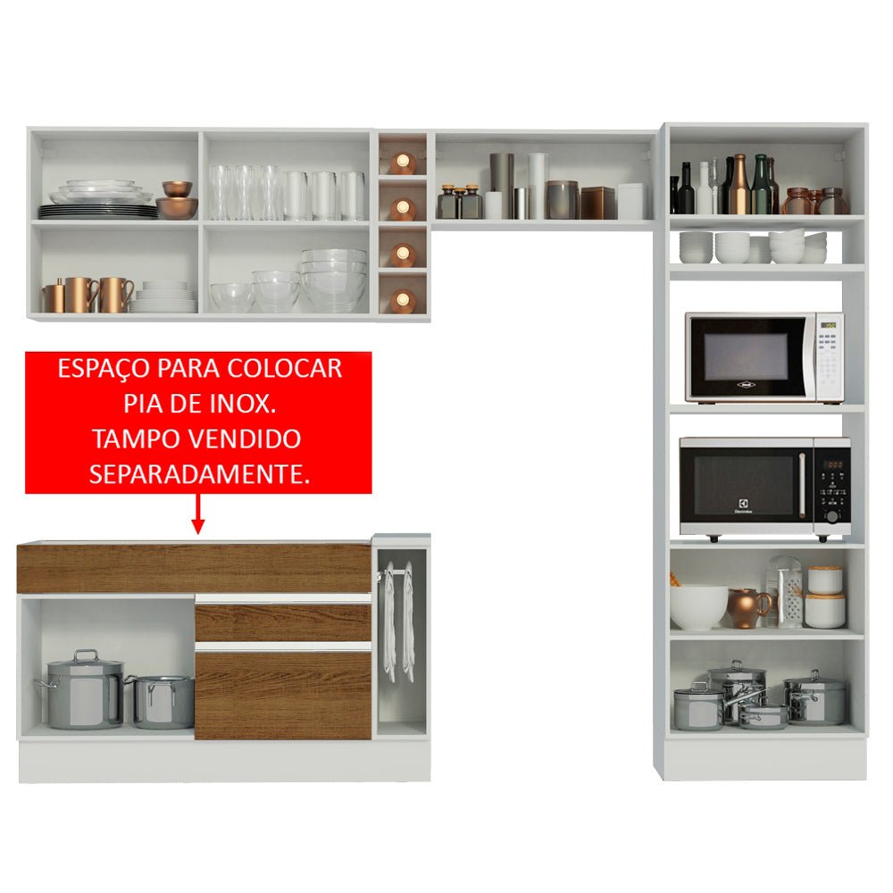 Cocina Integral Cristal Blanco 290x225cm sin Mesón y sin Estufa - COCINAS | Bylmo