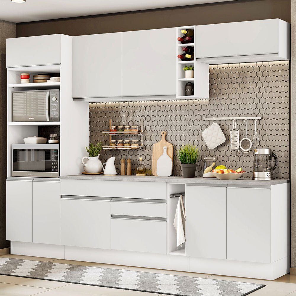 Cocina Integral Vicenza Blanco 290x225cm sin Mesón con Mueble para Horno y sin Estufa - COCINAS | Bylmo