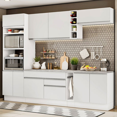 Cocina Integral Vicenza Blanco 290x225cm sin Mesón con Mueble para Horno y sin Estufa - COCINAS | Bylmo