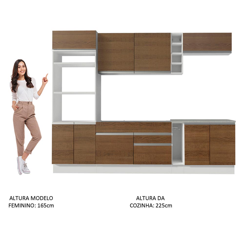 Cocina Integral Vicenza Marron 290x225cm sin Mesón con Botellero y sin Estufa - COCINAS | Bylmo