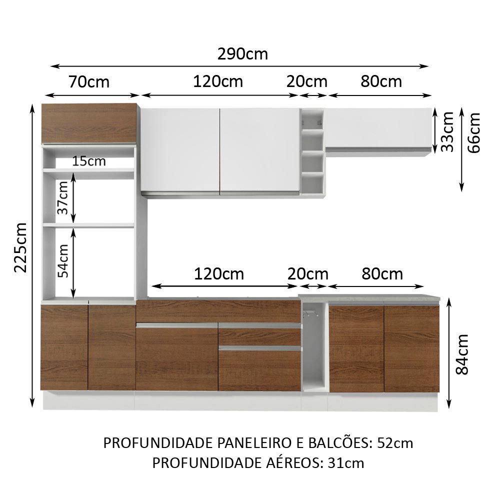 Cocina Integral Vicenza Blanco 290x225cm sin Mesón y sin Estufa - COCINAS | Bylmo