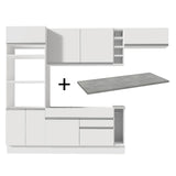 Cocina Integral Safira Blanco 290x225cm con Mesón de Madera Dos Cajones y sin Estufa - COCINAS | Bylmo