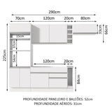 Cocina Integral Safira Blanco 290x225cm con Mesón de Madera Dos Cajones y sin Estufa - COCINAS | Bylmo