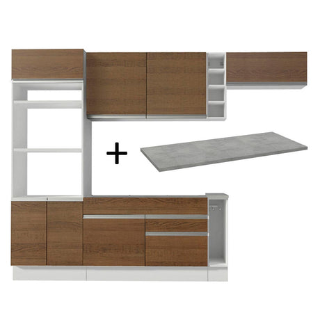 Cocina Integral Safira Marron 290x225cm con Mesón de Madera y sin Estufa - COCINAS | Bylmo