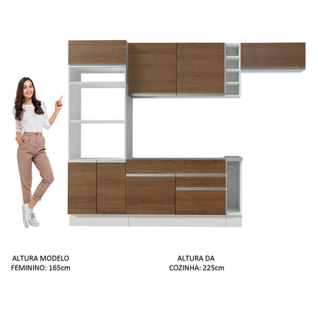 Cocina Integral Safira Marron 290x225cm con Mesón de Madera y sin Estufa - COCINAS | Bylmo