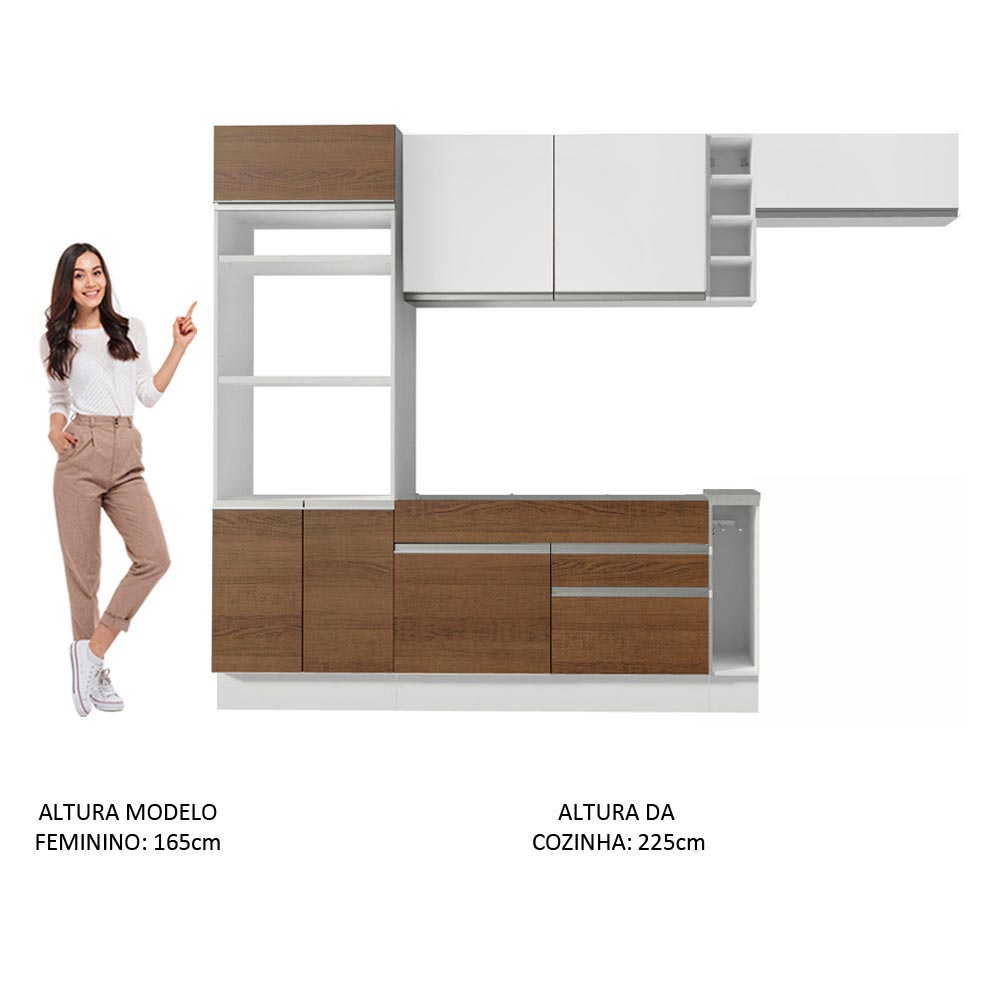 Cocina Integral Safira Blanco 290x225cm con Mesón de Madera y sin Estufa - COCINAS | Bylmo