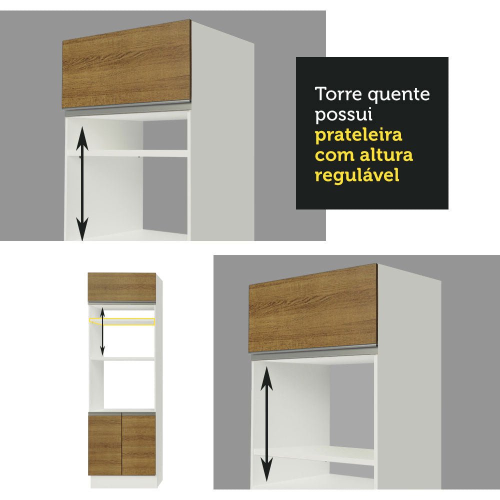 Cocina Integral Safira Blanco 290x225cm con Mesón de Madera y sin Estufa - COCINAS | Bylmo