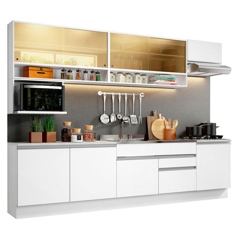 Cocina Integral Verona Blanco 300x225cm sin Mesón con Dos Cajones y sin Estufa - COCINAS | Bylmo